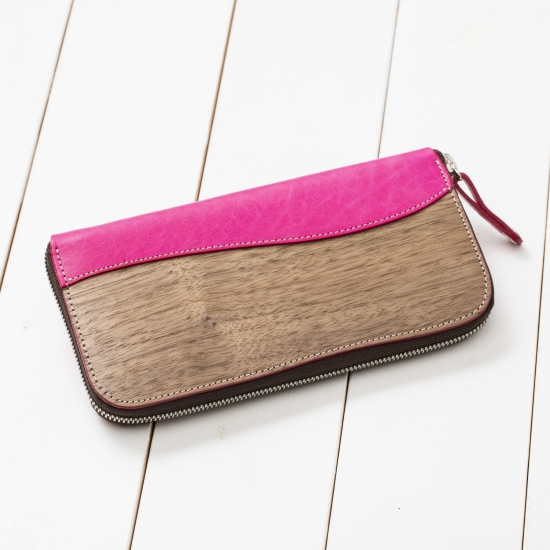 REAL WOOD Round Zip Wallet