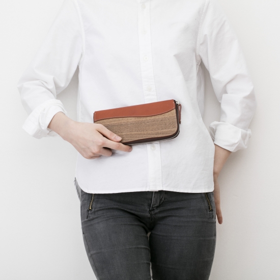 REAL WOOD Round Zip Wallet