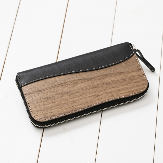 REAL WOOD Round Zip Wallet