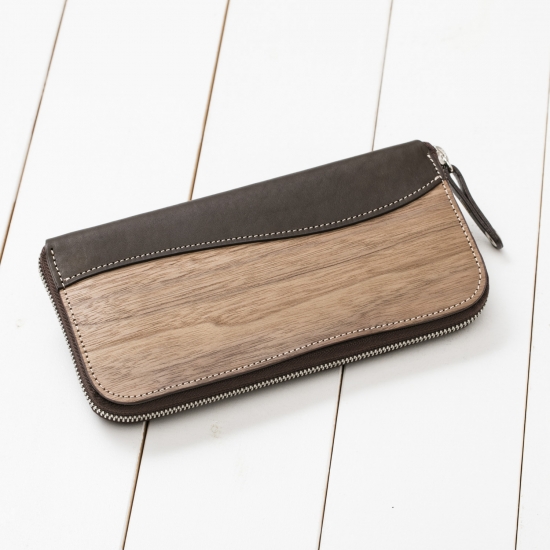 REAL WOOD Round Zip Wallet