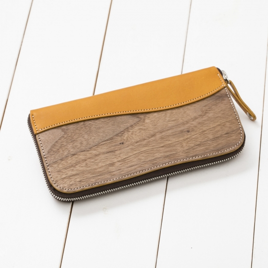 REAL WOOD Round Zip Wallet