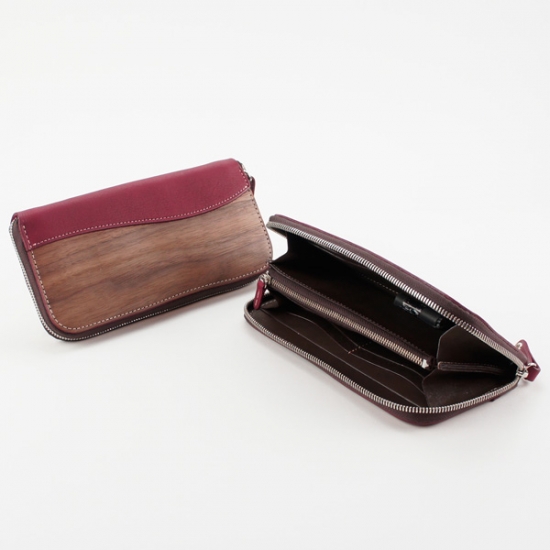 REAL WOOD Round Zip Wallet