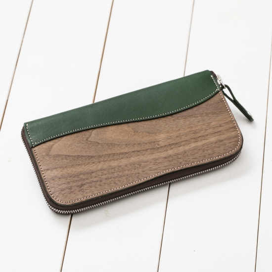 REAL WOOD Round Zip Wallet