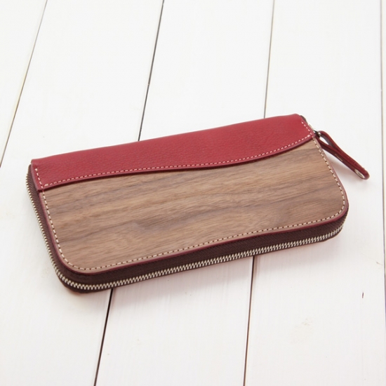 REAL WOOD Round Zip Wallet