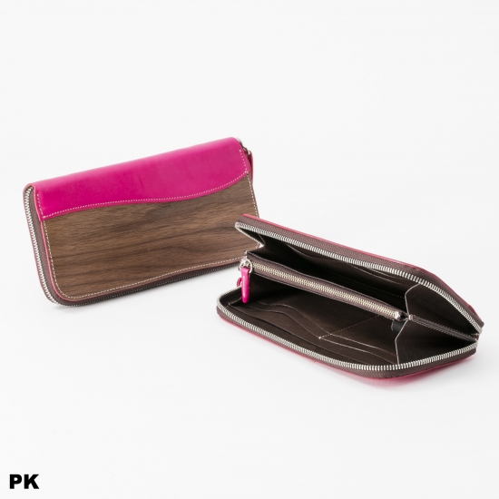 REAL WOOD Round Zip Wallet