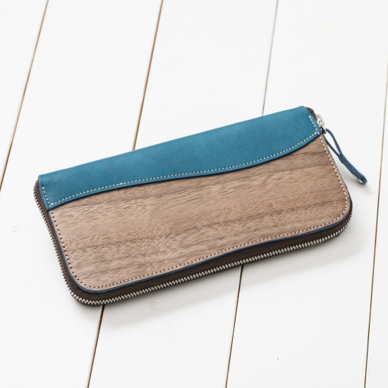 REAL WOOD Round Zip Wallet