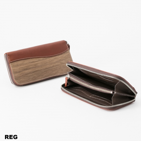 REAL WOOD Round Zip Wallet