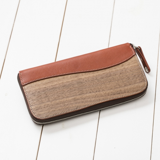 REAL WOOD Round Zip Wallet