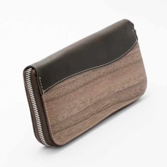 REAL WOOD Round Zip Wallet