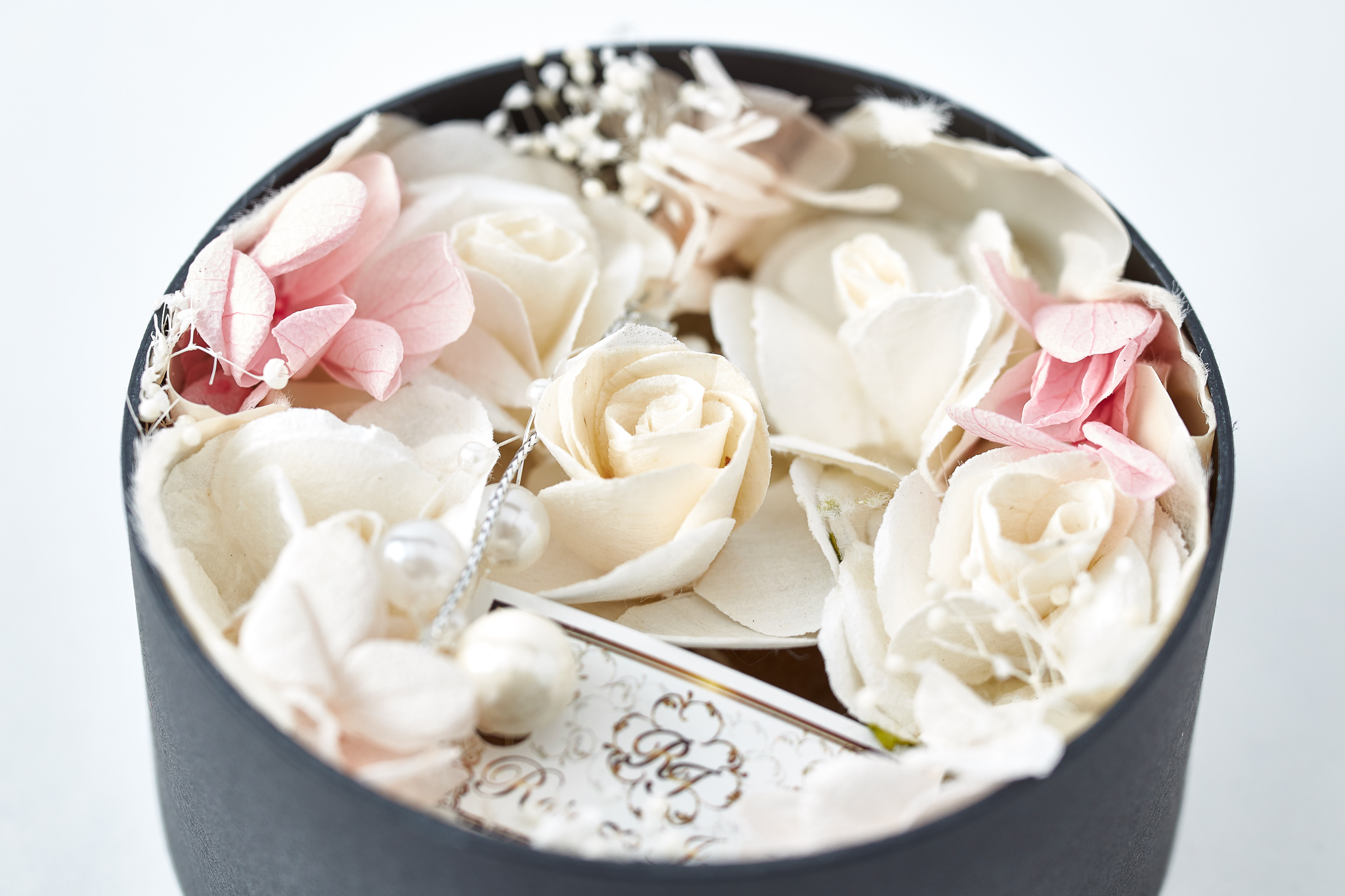 【タンプ限定】ソラプリザーブドフラワー＆花文字刺繍イニシャルハンカチセット