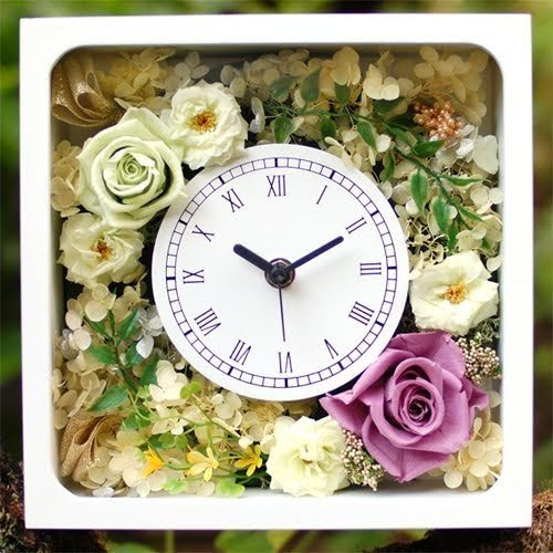 プリザーブドフラワー花時計【メッセージ彫刻代込】