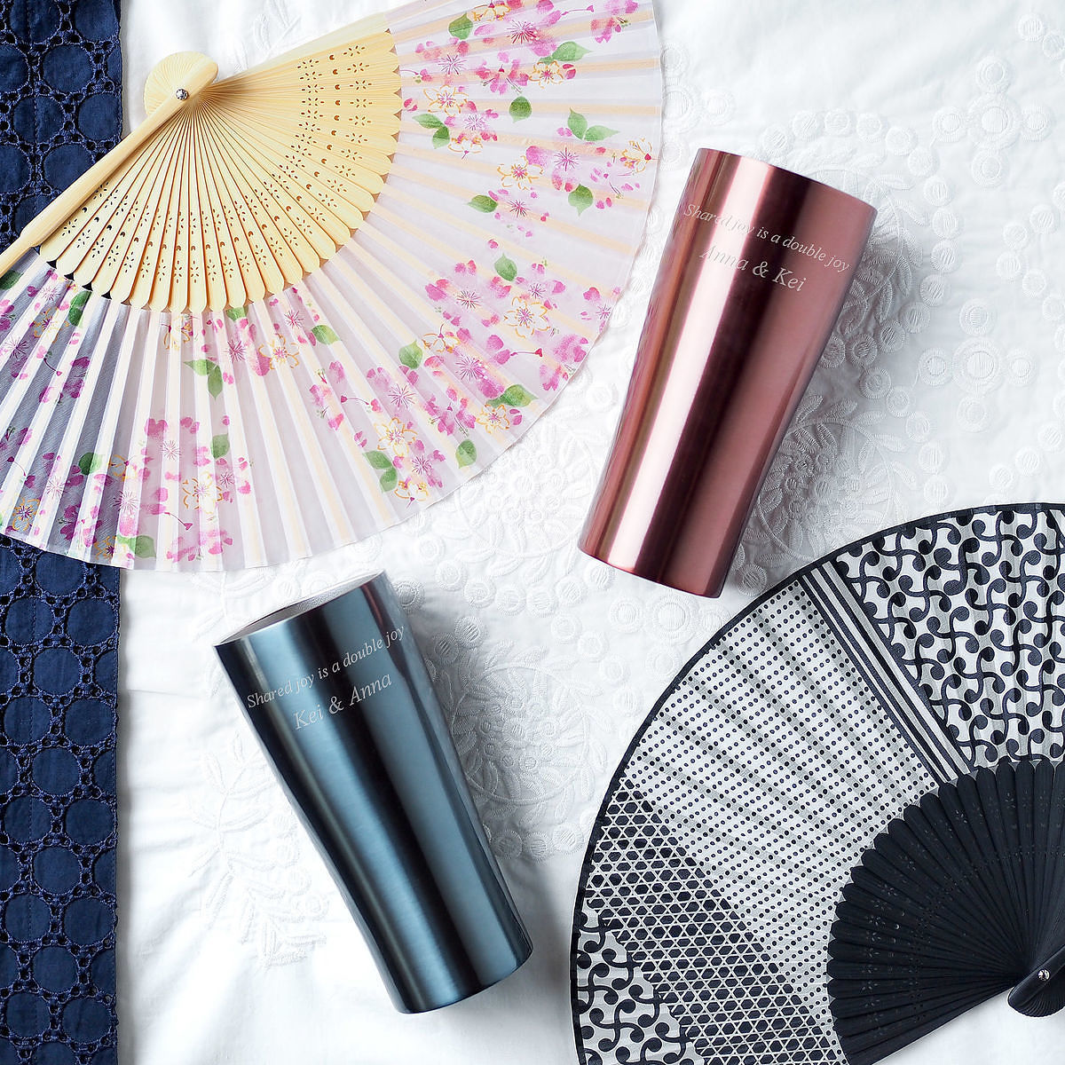 【名入れギフト】ダブルウォール ステンレスタンブラー 扇子セット