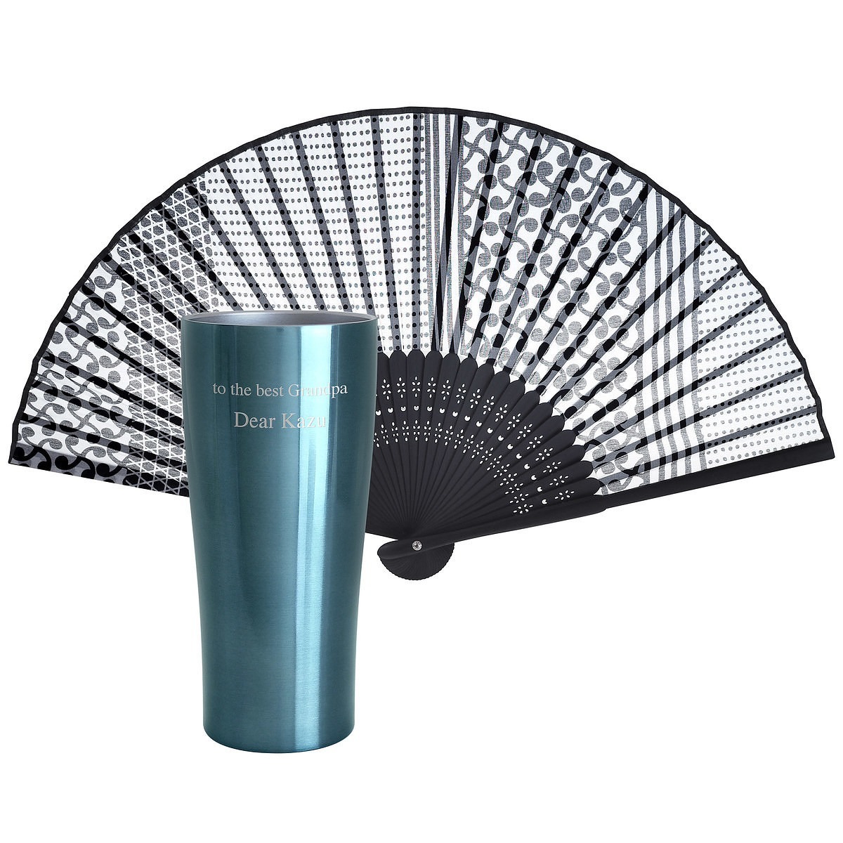 【名入れギフト】ダブルウォール ステンレスタンブラー 扇子セット