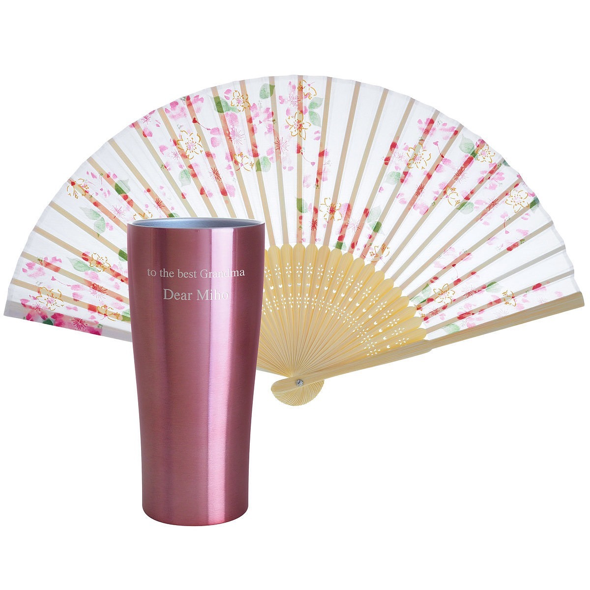 【名入れギフト】ダブルウォール ステンレスタンブラー 扇子セット