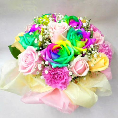 レインボーローズ5本入【お任せブーケ】