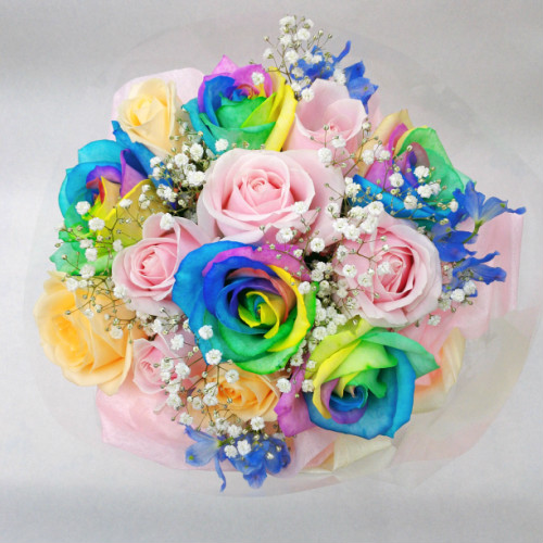 レインボーローズ5本入【お任せブーケ】
