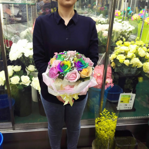 レインボーローズ5本入【お任せブーケ】