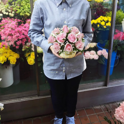 さくらアレンジメント【ピンクバラ10本】