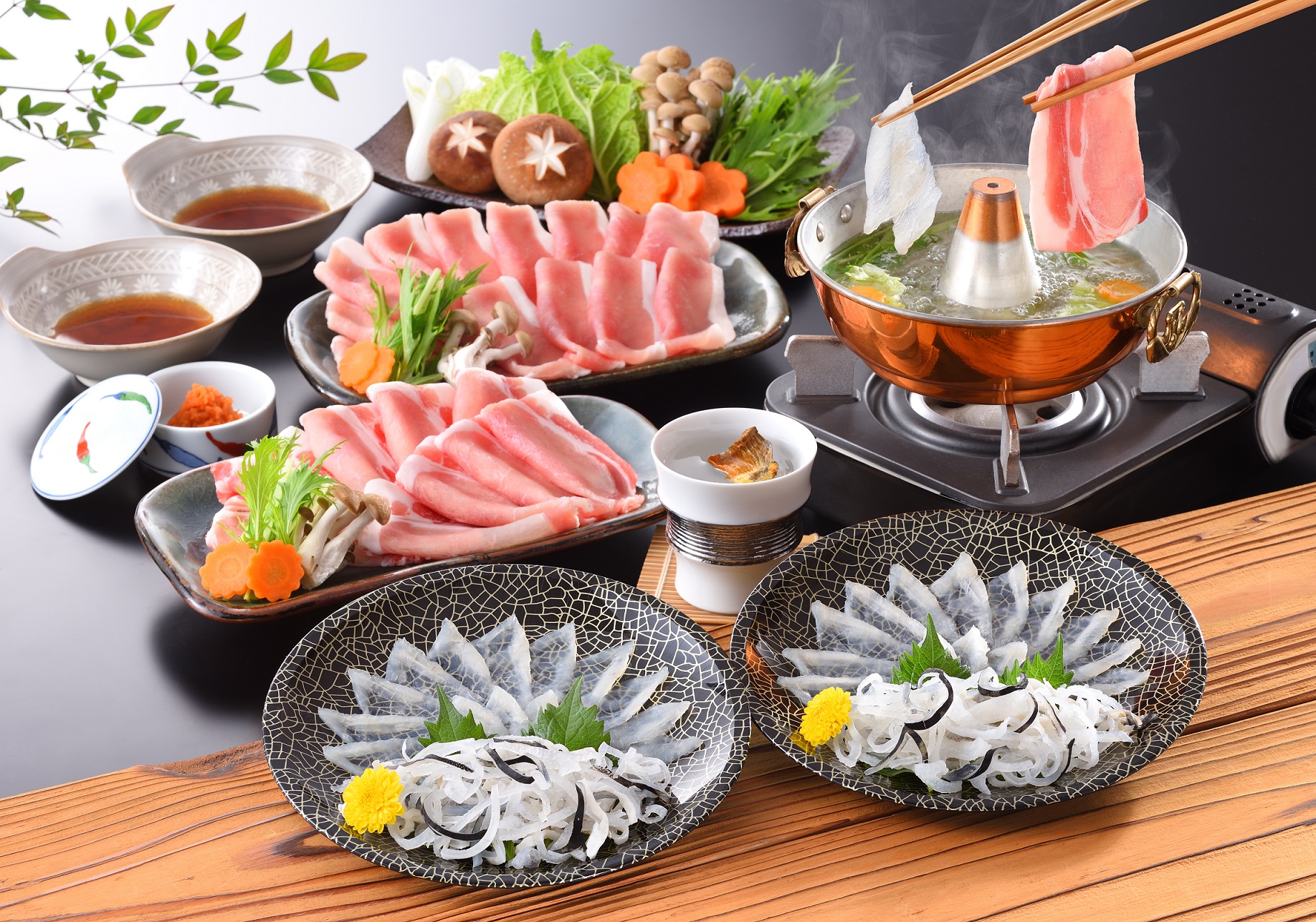 海と丘の豚しゃぶ食べ比べ