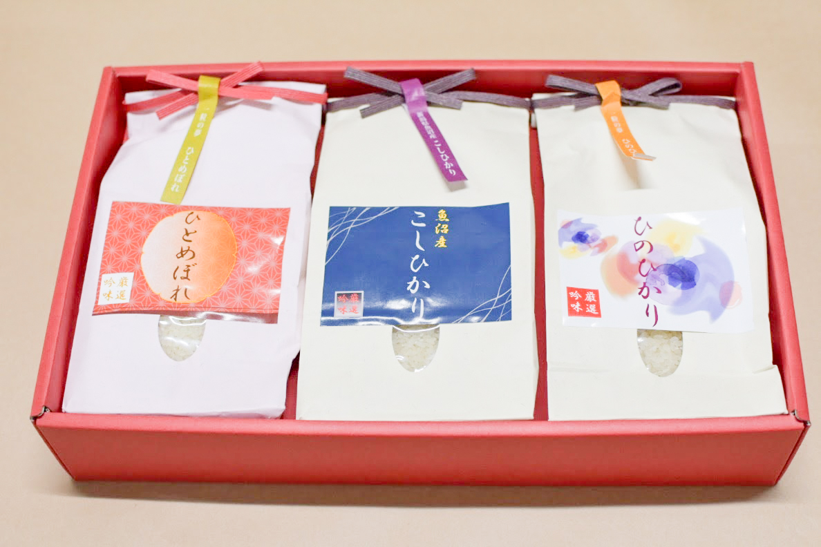 国産ブランド米食べ比べセット　ギフトボックス入り１ｋｇＸ３個入 Ａセット