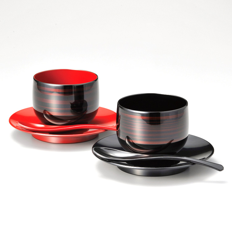 カップ・ソーサーペアセット 彩波 白檀 スプーン付き