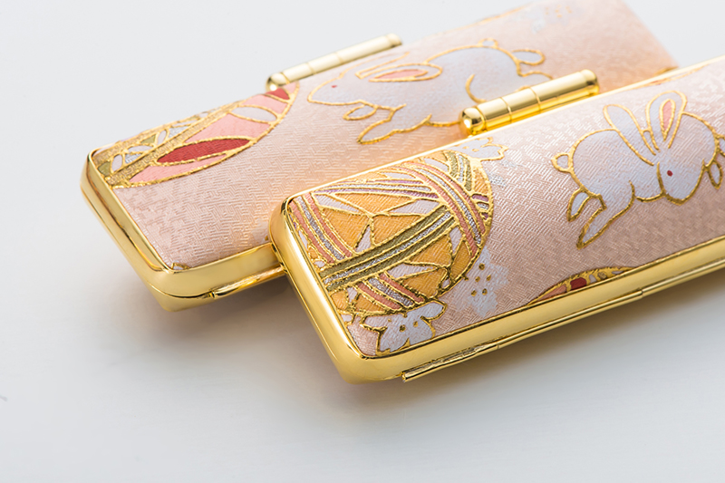 印鑑ケース　金彩うさぎ　12㎜専用