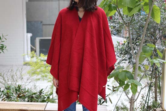 tate-L 羽織るポンチョ	なめらかアルパカ 同色ボーダー