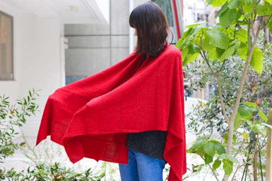 tate-L 羽織るポンチョ	なめらかアルパカ 同色ボーダー