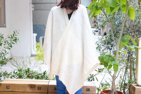 tate-L 羽織るポンチョ	なめらかアルパカ 同色ボーダー