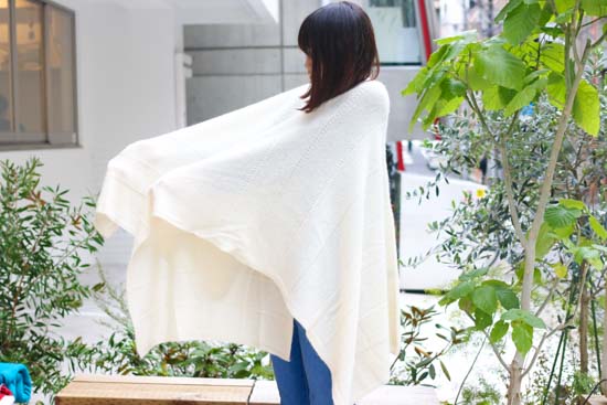 tate-L 羽織るポンチョ	なめらかアルパカ 同色ボーダー