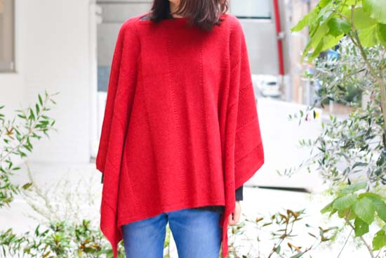 yoko かぶるポンチョ なめらかアルパカ 同色ボーダー