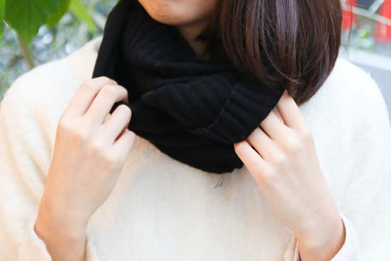 tsutsu スヌード 薄手で軽いウール100% ガーター編み