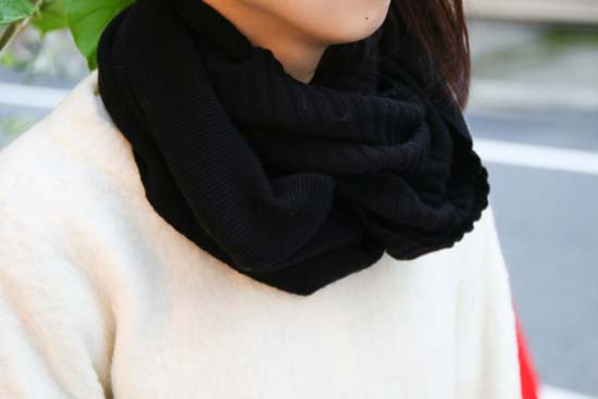 tsutsu スヌード 薄手で軽いウール100% ガーター編み