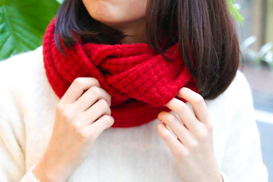 tsutsu スヌード なめらかアルパカ タック柄