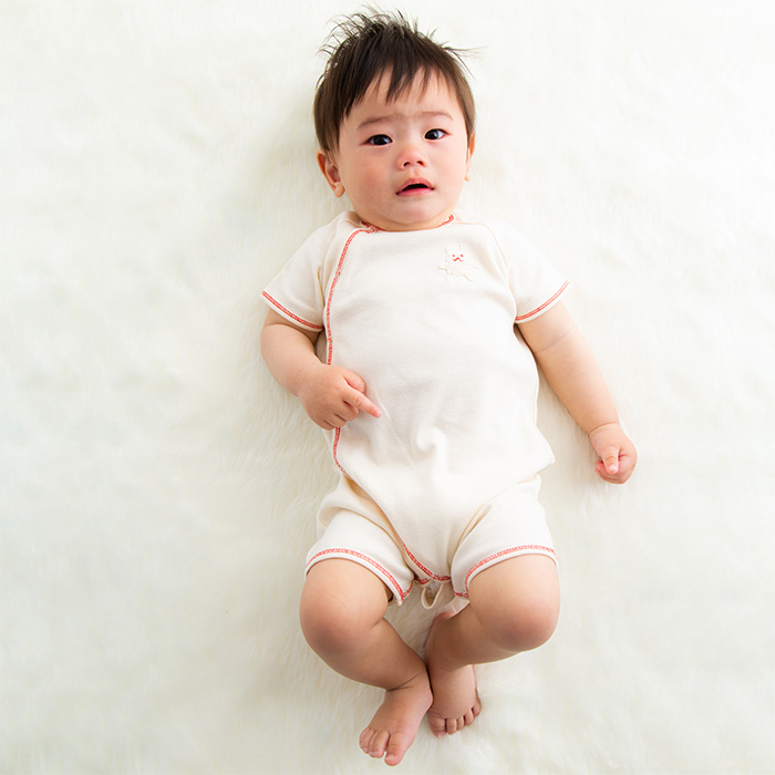 オーガニックカットソー半袖ロンパース