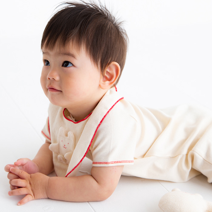 オーガニックカットソー半袖ロンパース