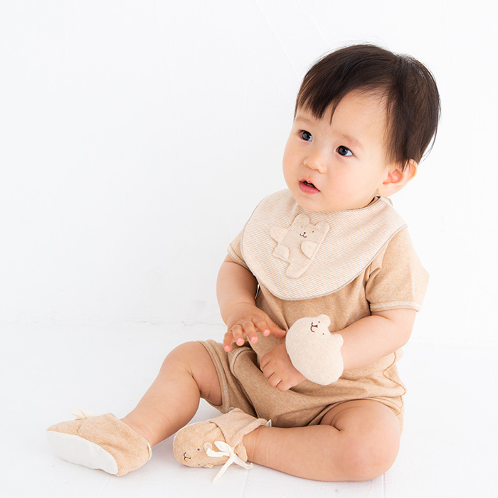 オーガニックカットソー半袖ロンパース