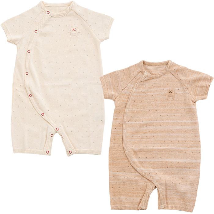 オーガニックニット半袖ロンパース