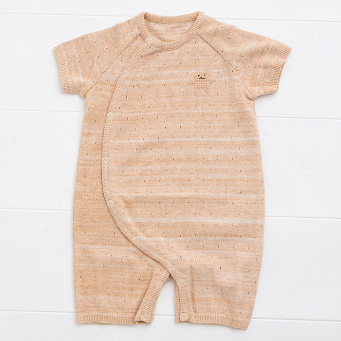 オーガニックニット半袖ロンパース