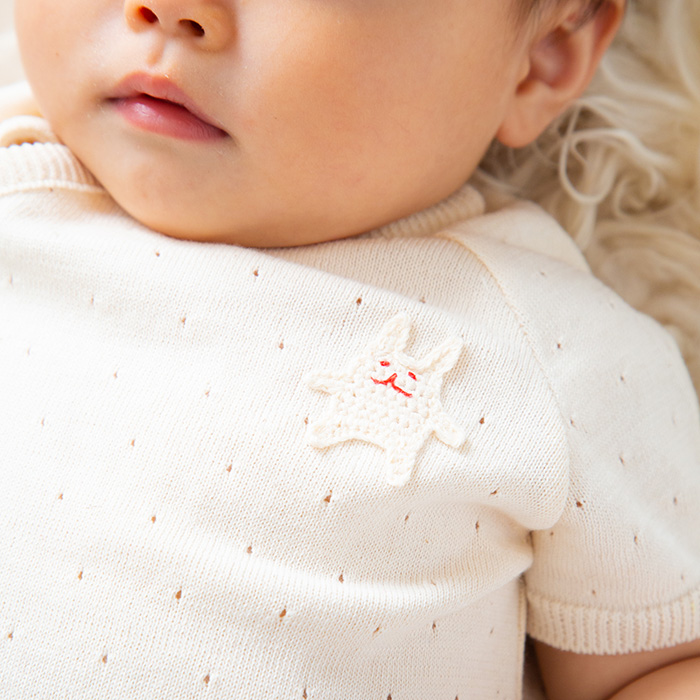 オーガニックニット半袖ロンパース