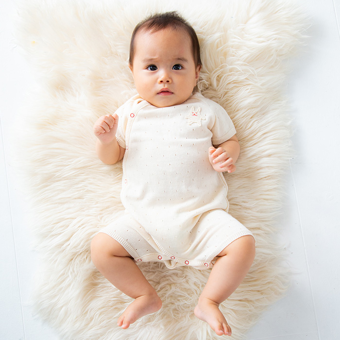 オーガニックニット半袖ロンパース