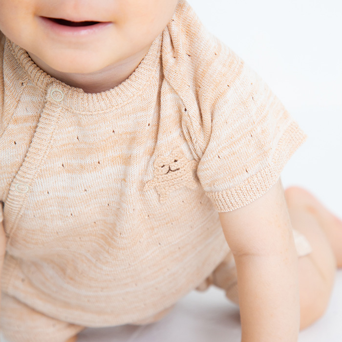 オーガニックニット半袖ロンパース