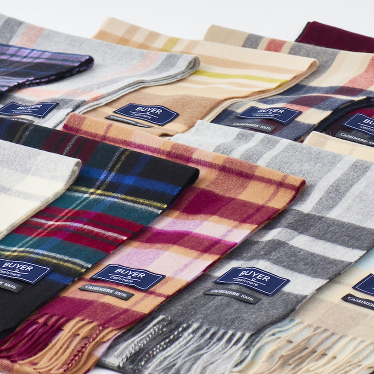 刺繍名入れギフト】カシミヤ100%マフラー［チェック］ | BUYER