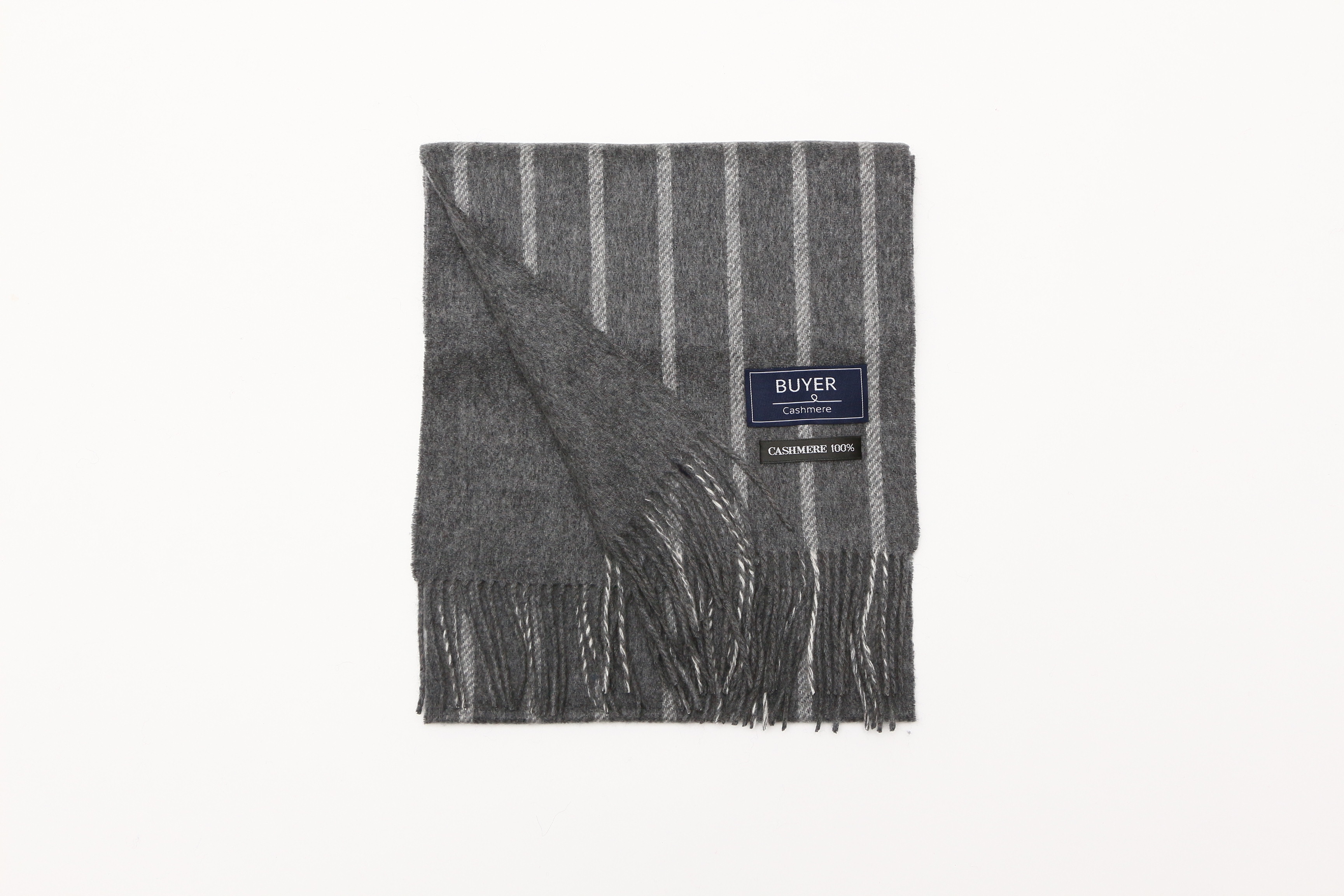 カシミヤ 100% リバーシブル ストライプ マフラー