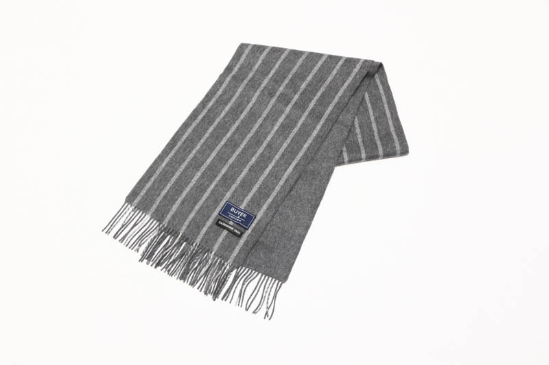 カシミヤ 100% リバーシブル ストライプ マフラー