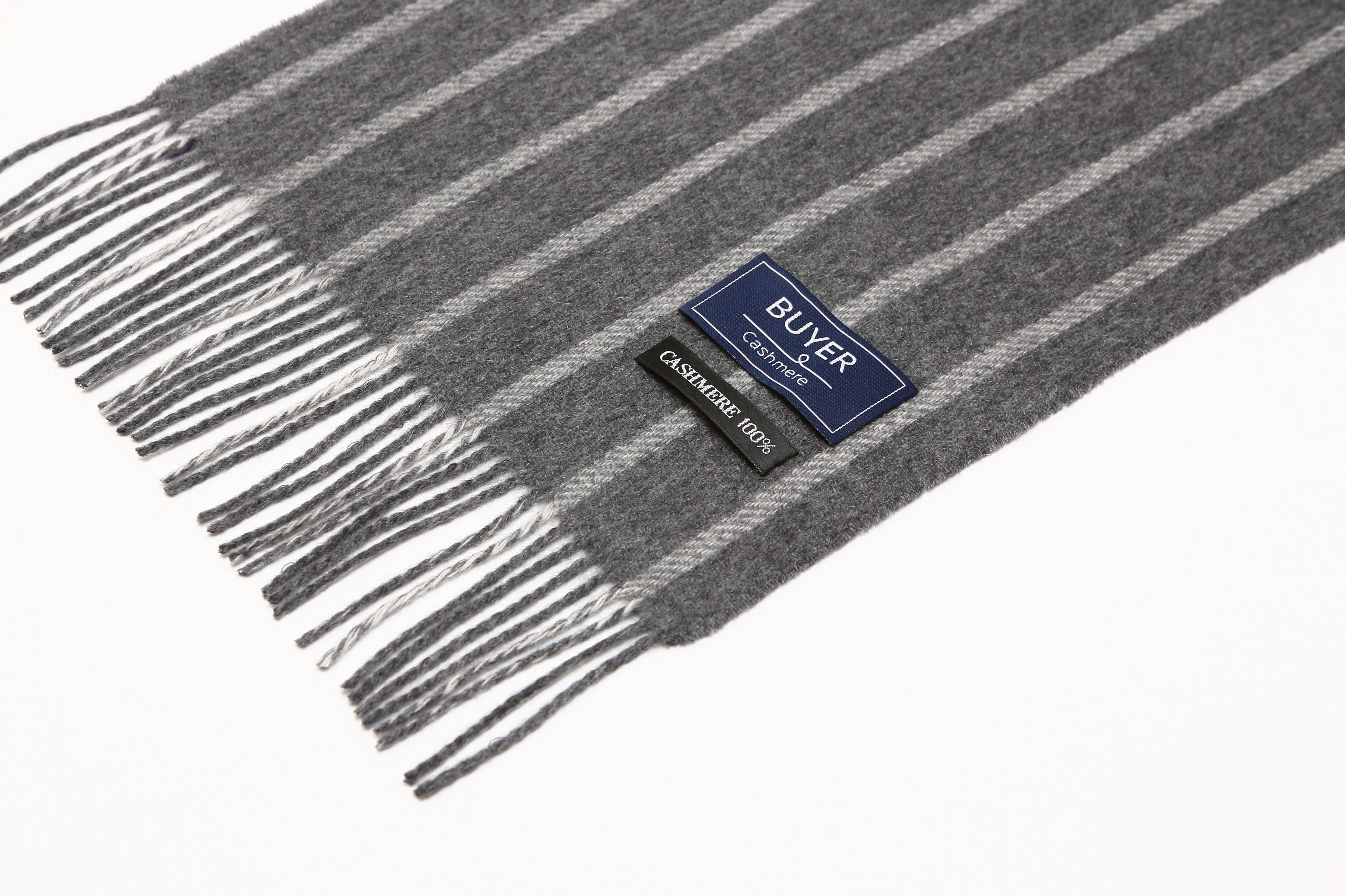 カシミヤ 100% リバーシブル ストライプ マフラー