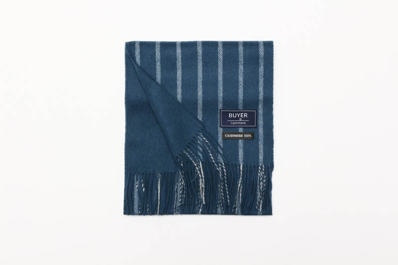 カシミヤ 100% リバーシブル ストライプ マフラー