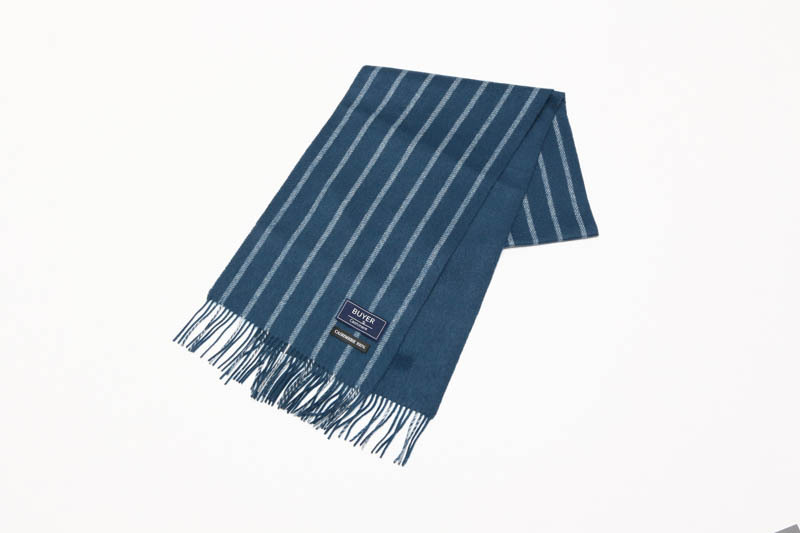 カシミヤ 100% リバーシブル ストライプ マフラー