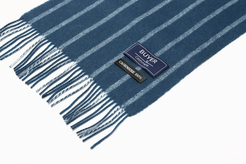 カシミヤ 100% リバーシブル ストライプ マフラー