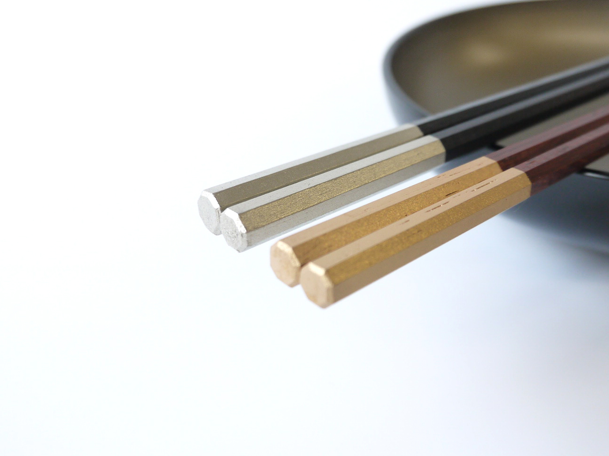 夫婦箸 先八角黒檀紫檀